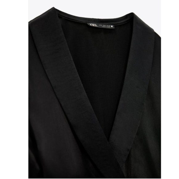 NWT ZARA BLACK JEWEL TRIM SATIN EFFECT DRESS  SIZE LARGE - Picture 3 of 9